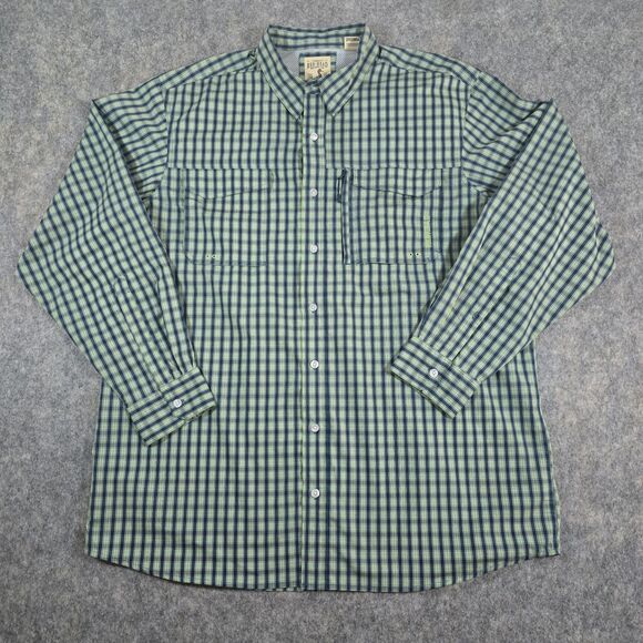 Redhead Green Blue Plaid Long Sleeve Shirt Size 2XLT Men’s Zip Pocket Poly Blend - Picture 2 of 9